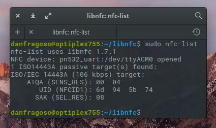 sudo nfc list libnfc